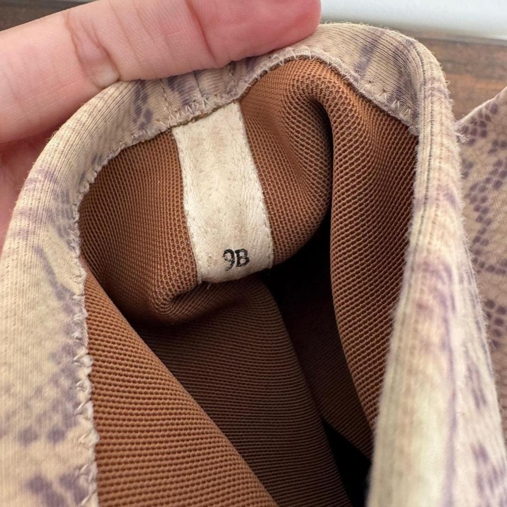 90s Snake Python Sock Boot Cream Grey Square Toe … - image 5